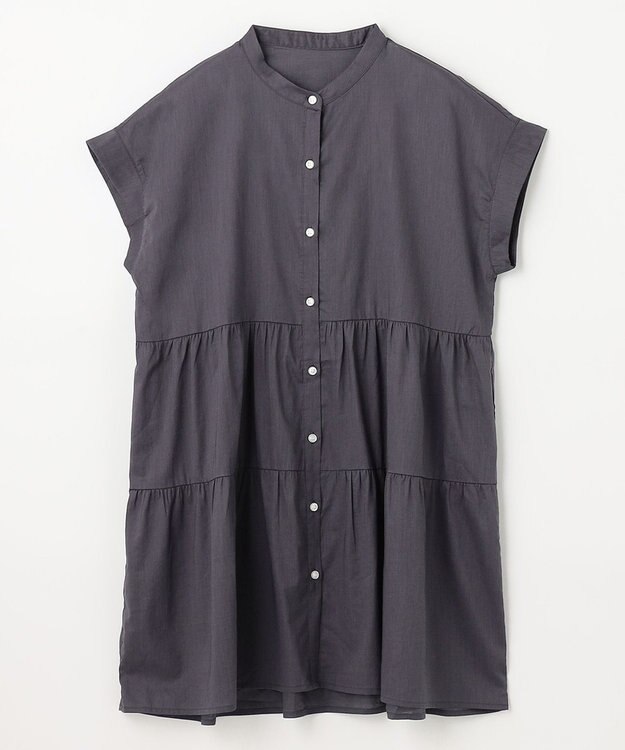 ANY 【洗濯機可能】シルキーソフトティアードブラウス チャコール