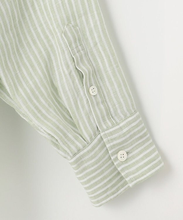 23区 S 【洗える】LIBECO バンドカラー シャツ メロンストライプ