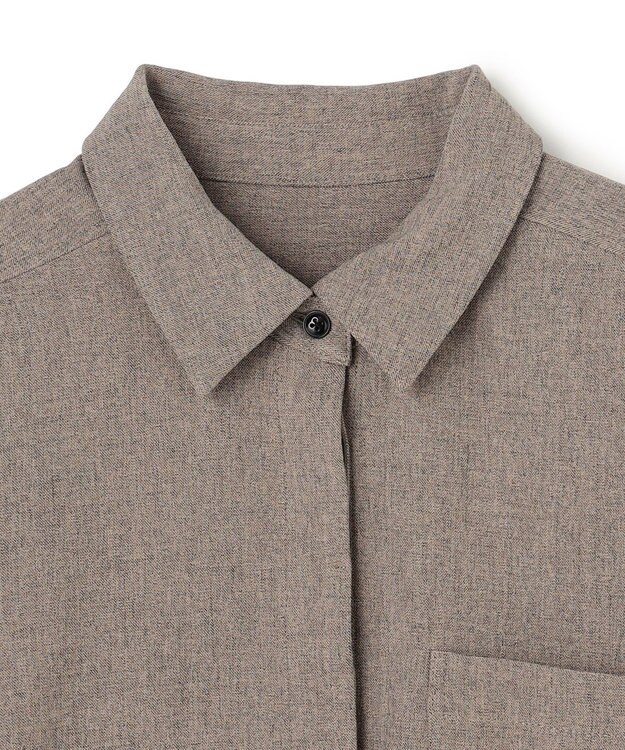 uncrave ウォッシャブルウールライクツイル ドルマンシャツ シャンブレーチャコール