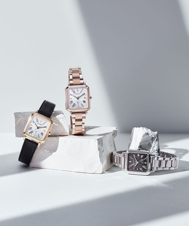 CITIZEN 【電池交換不要2way】替えバンド付きスクエアモデルES9500-69E シルバー