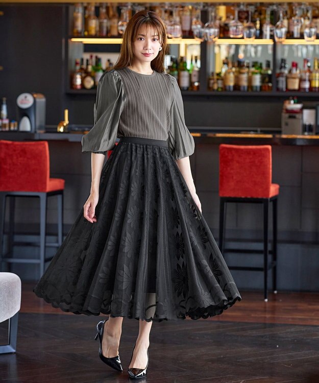 Tiaclasse 【洗える】袖ドッキングリブニットトップス モカ