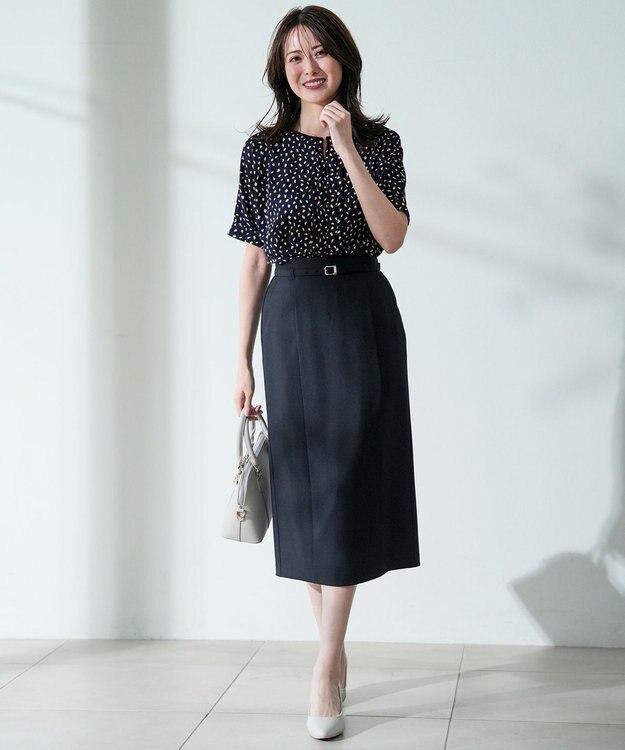ANY SIS L スマートビューティストレッチベルト スカート ネイビー