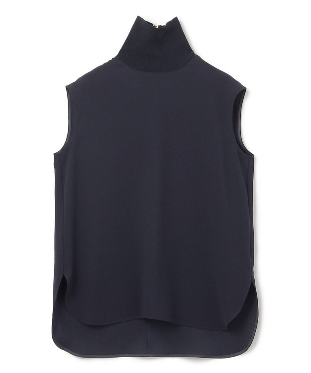 BEIGE， FLEUR / 異素材ネック フレンチスリーブブラウス Navy