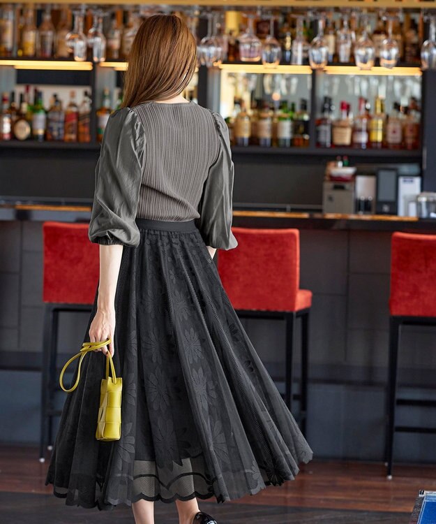 Tiaclasse 【洗える】袖ドッキングリブニットトップス モカ