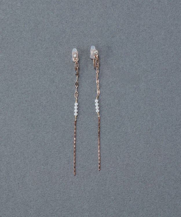 Phoebe 〈痛くないシリーズ/金属アレルギー対応〉ルミナスビジューライトフィットイヤリング 揺れる/パール シャンパンゴールド