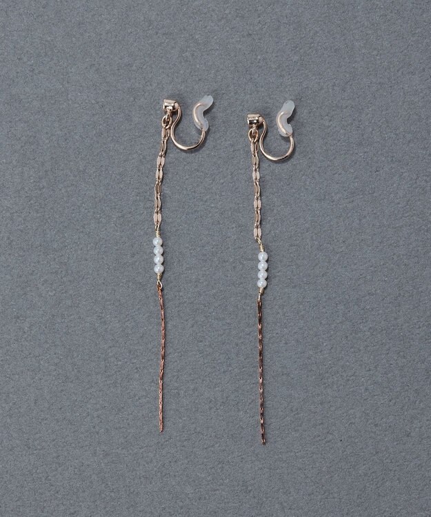 Phoebe 〈痛くないシリーズ/金属アレルギー対応〉ルミナスビジューライトフィットイヤリング 揺れる/パール シャンパンゴールド