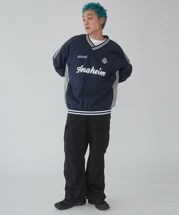 WEGO 【ユニセックス着用ITEM】ナイロングラフィックプルオーバー ネイビー