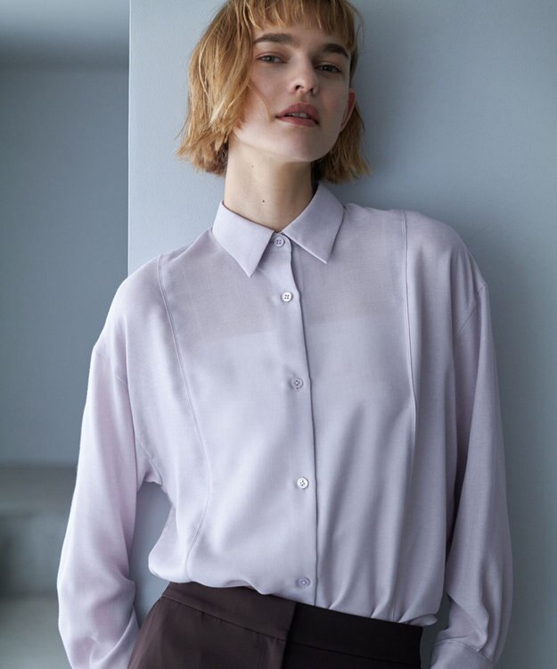 ICB L 【洗える】 シアービエラ デザインシャツ シェルピンク系