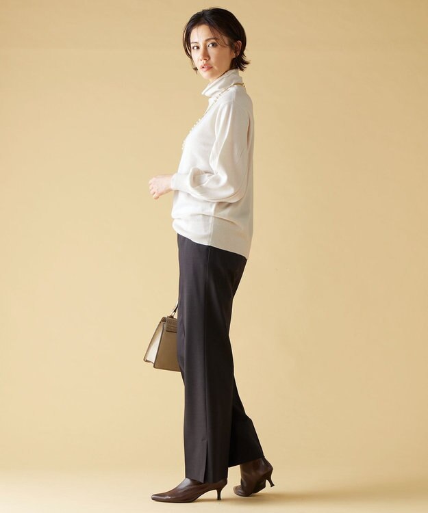 自由区 【洗える】T/R/Wストレッチストレート パンツ ダークブラウン系