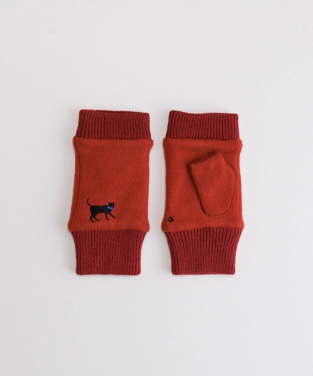 ORuKuBET おさんぽねこ刺繍フィンガーレスジャージグローブ(WOMEN)