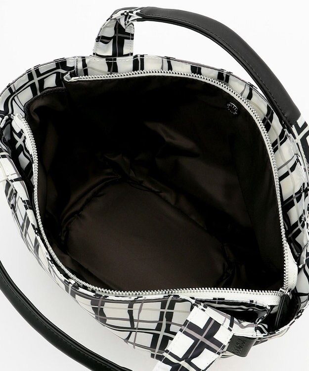 Y'SACCS 総柄プリントミニトートバッグ ブラック（チェック柄）