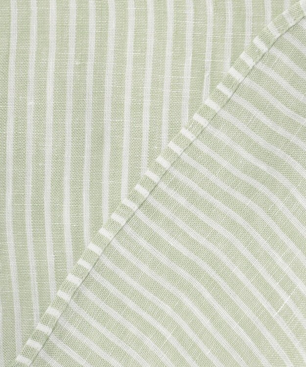 23区 【洗える】LIBECO バンドカラー シャツ メロンストライプ