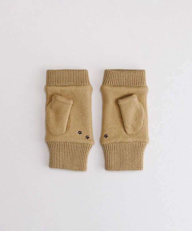 ORuKuBET おさんぽねこ刺繍フィンガーレスジャージグローブ(WOMEN) キャメル