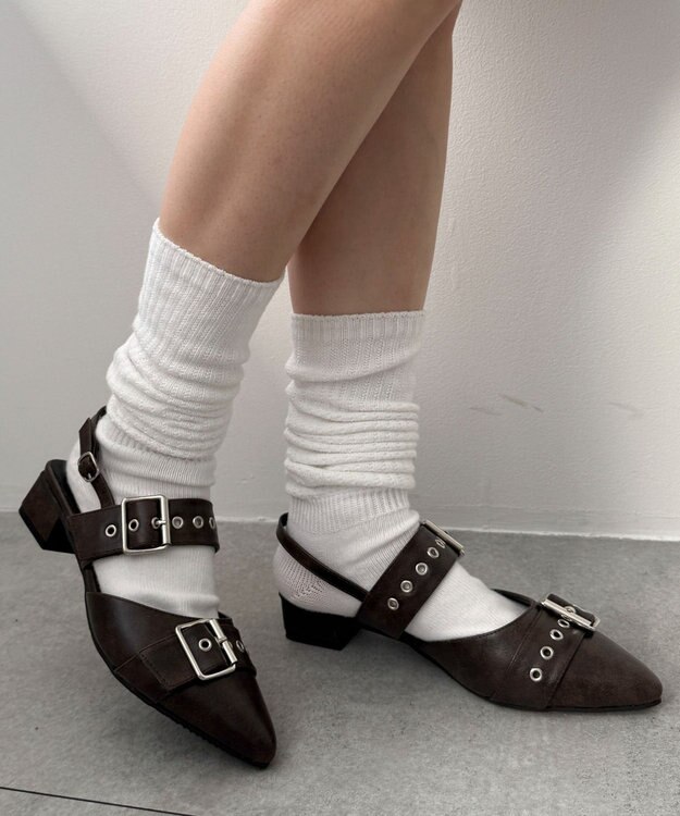 WEGO ハトメベルトポインテッドシューズ ブラウンその他