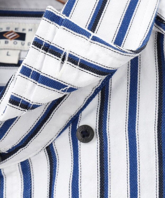 JOSEPH ABBOUD 【キングサイズ・吸水速乾・イージーケア】ソアロンストライプシャツ サックスブルー系1