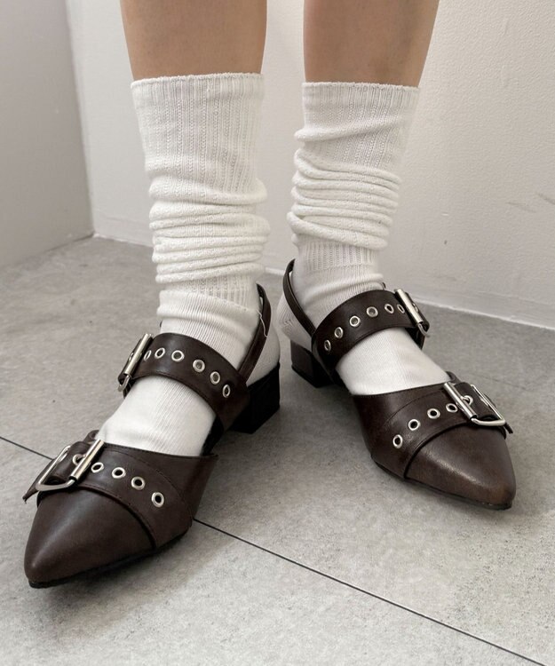 WEGO ハトメベルトポインテッドシューズ ブラウンその他