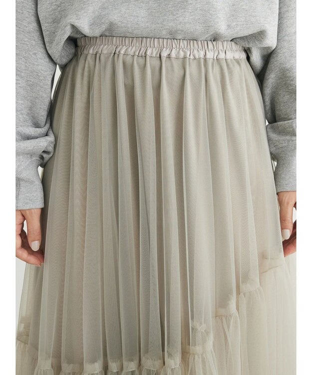 Green Parks ・ＥＬＥＮＣＡＲＥ　ＤＵＥ　チュールティアードスカート Gray Beige