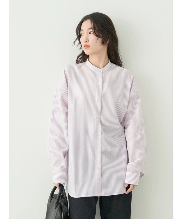 earth music&ecology ドルマンストライプシャツ Stripe Pink