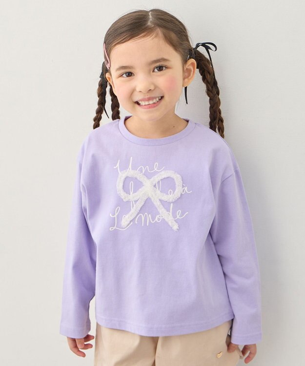 ANY KIDS 【綿100%】リボンアソート 長袖Tシャツ ラベンダー