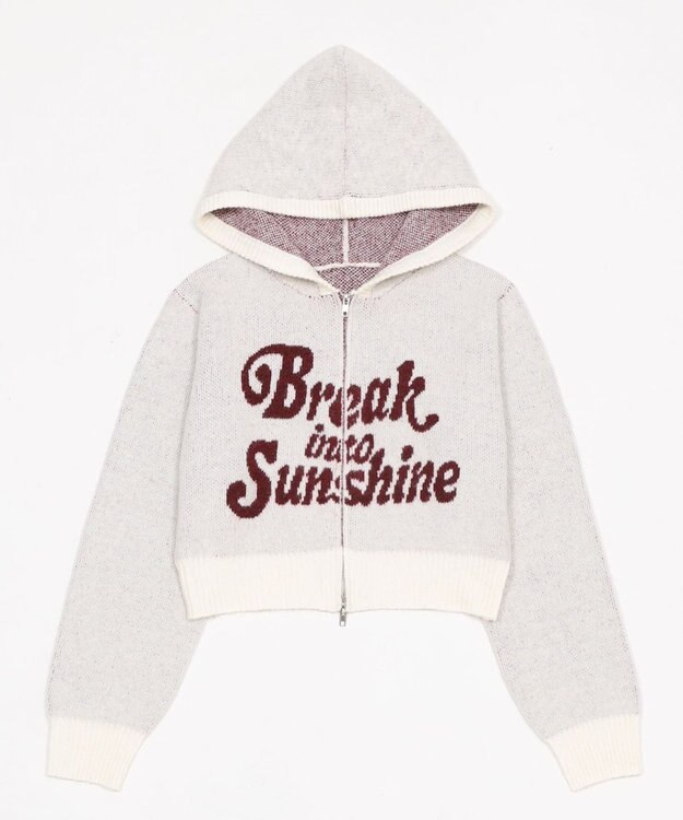 WEGO フラッフィーグラフィックジャガードニットZIPパーカー ホワイトアイボリー