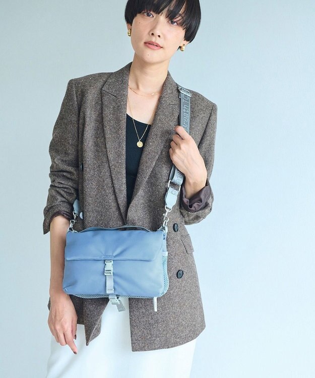 TOPKAPI 【Breath TOPKAPI】ナイロン ロゴテープ 2way ショルダー バッグ ブルーグレー