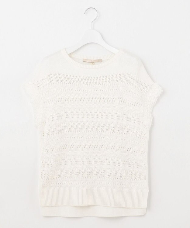 自由区 【洗える】フリンジディテール ニット アイボリー系