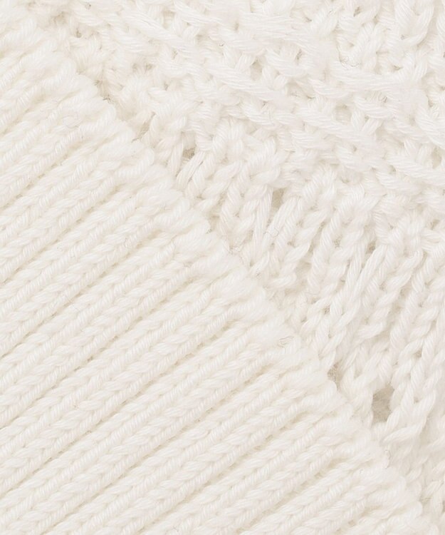 自由区 【洗える】フリンジディテール ニット アイボリー系