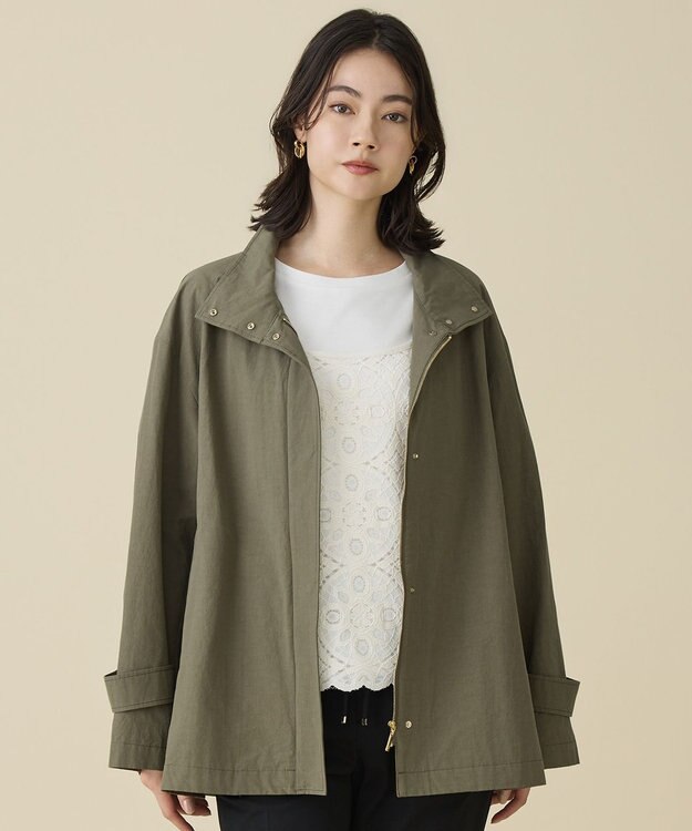 自由区 コットンリネンウェザーライト コート カーキ