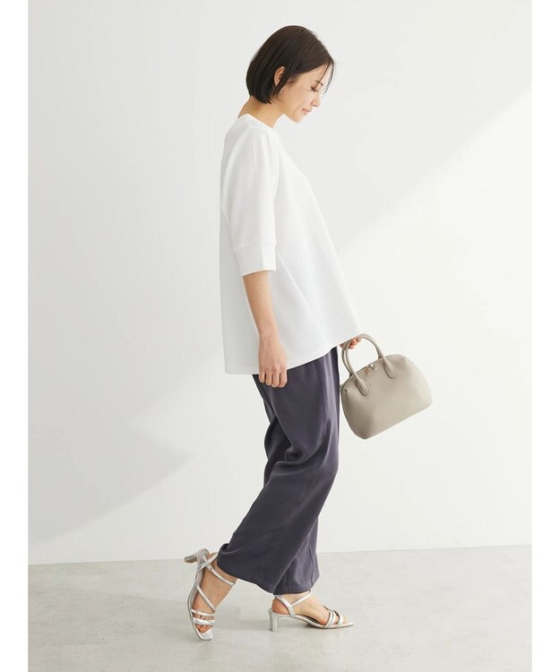 Green Parks ぽこぽこ７分袖カットプルオーバー Off White