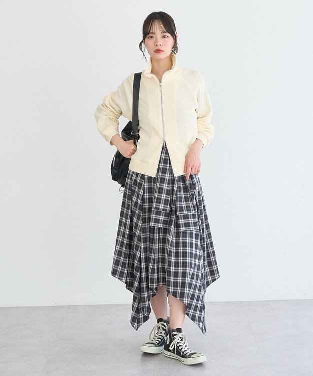 earth music&ecology イレヘムチェックシャツライクスカート Black