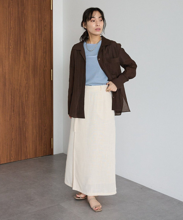 CRAFT STANDARD BOUTIQUE リネンライクラップ風スカート Ivory