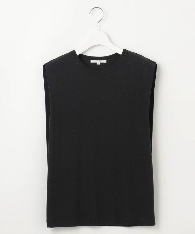 23区 S 【SLOW/一部店舗限定】シアーツイストシングルジャージー ノースリーブ カットソー ブラック系