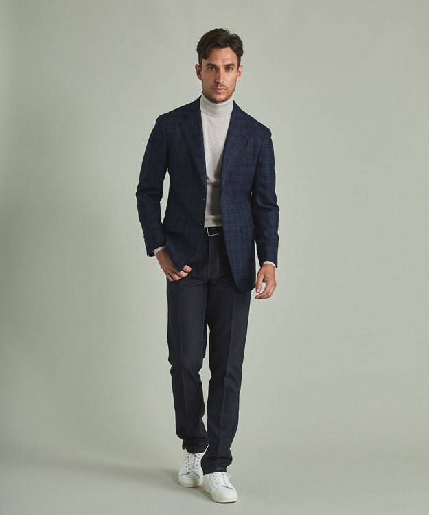 GOTAIRIKU 【家庭洗濯可能】イタリア糸 ハイゲージ タートルニット_リンクス柄 アイボリー系1