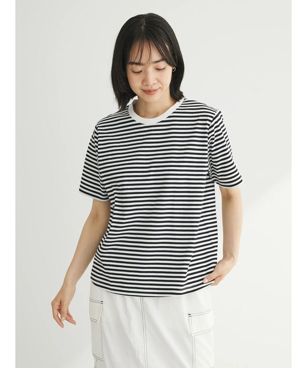 Green Parks 汗染み防止クルーネックＴシャツ Border