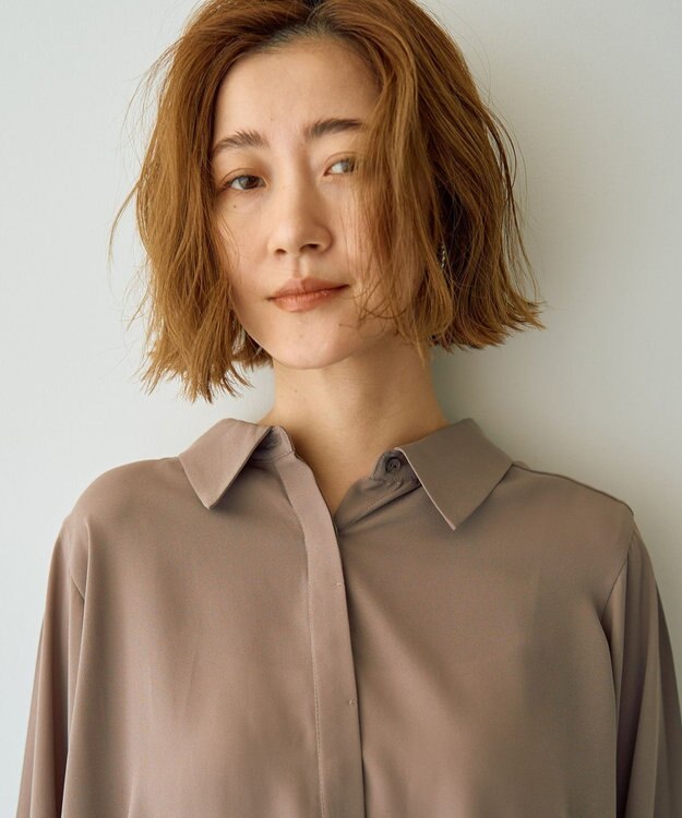 YECCA VECCA ラインプリーツスリーブシャツ Mocha