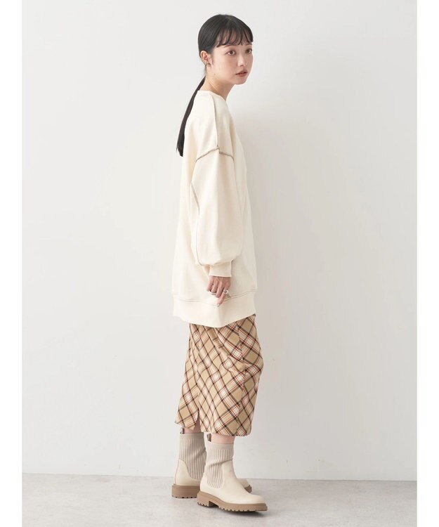 earth music&ecology 配色ルーズスウェット Ivory