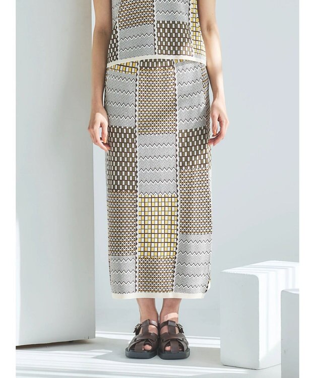 Green Parks ■ＥＳＣＡＲ　ダブルジャカードニットスカート Brown