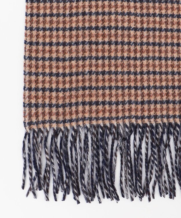 J.PRESS MEN リバーシブル カシミヤマフラー チェック×ストライプ ベージュ系4