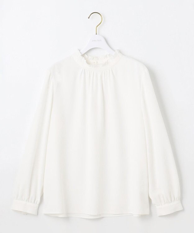 ANY SIS 【洗える】フリルネックスタンド ブラウス オフ