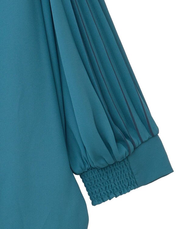 YECCA VECCA ラインプリーツスリーブシャツ Blue Green