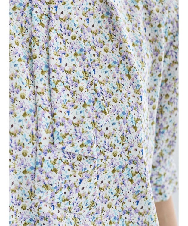 Te chichi パターンアソート5分袖ボウタイブラウス ブルー