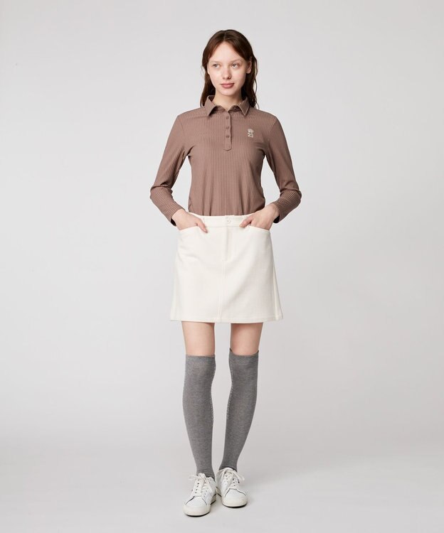 23区GOLF 飽きずに使えるベーシックアイテム【WOMEN】】 リブポロシャツ ベージュ系
