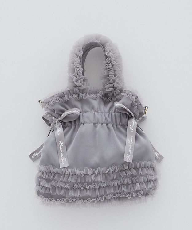 Maison de FLEUR チュールフリルダブルリボン2Wayトート Gray
