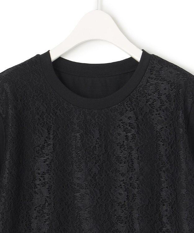 ICB 【洗える】レースコンビジャージー プルオーバー ブラック系