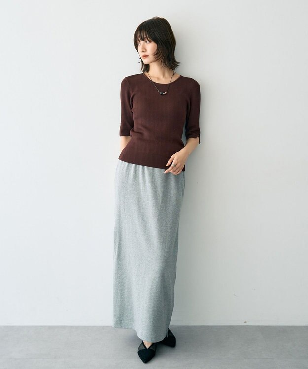 YECCA VECCA 5分袖リブニット Brown