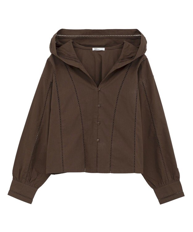 CRAFT STANDARD BOUTIQUE 梯子レースフード付きブラウス Brown