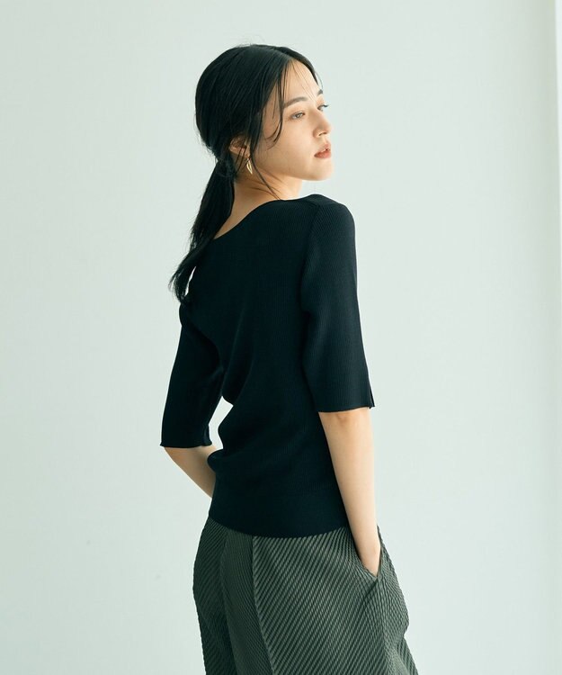 YECCA VECCA 5分袖リブニット Brown