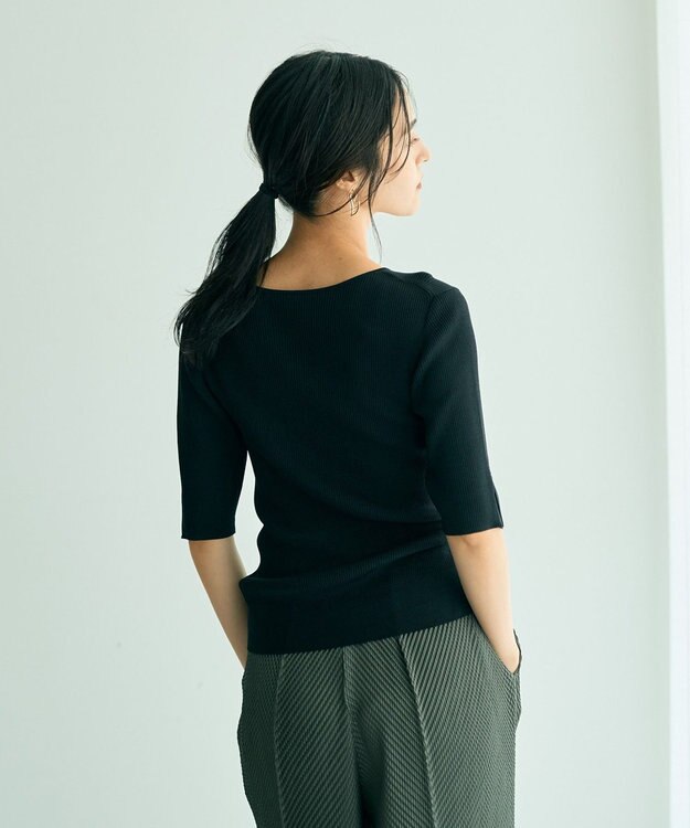 YECCA VECCA 5分袖リブニット Brown