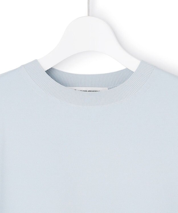 23区 L 【先行予約】レーヨンポリエステルストレッチ フレンチスリーブ ニット スカイブルー系