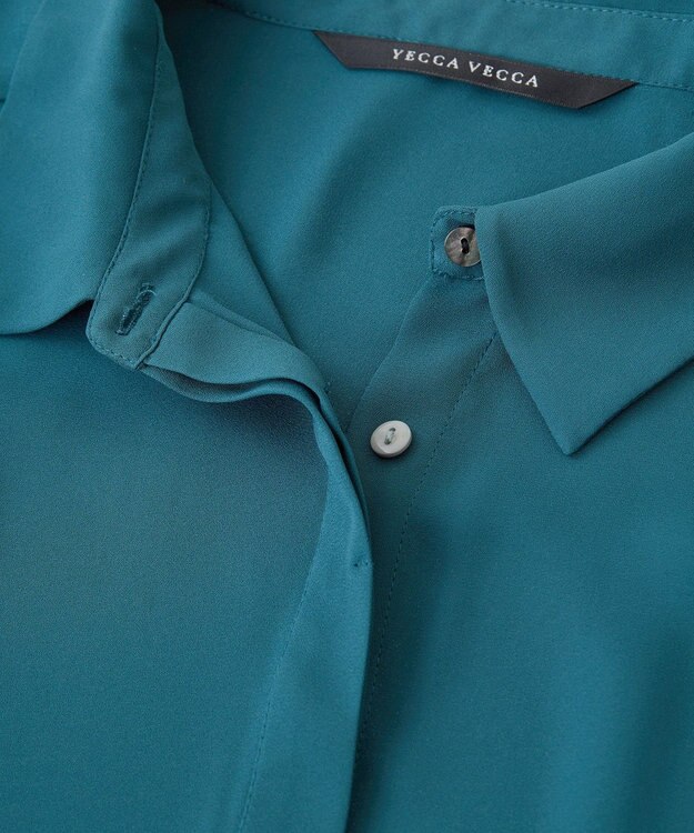 YECCA VECCA ラインプリーツスリーブシャツ Blue Green